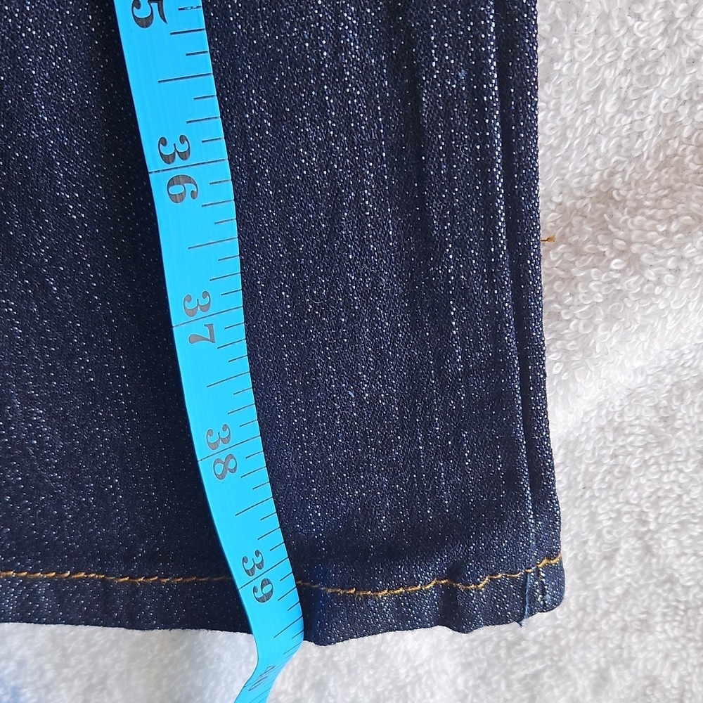 Top Jhon Dark Blue Denim Straight Jeans woman 5-Pocket Button Embroidered - Picture 7 of 12